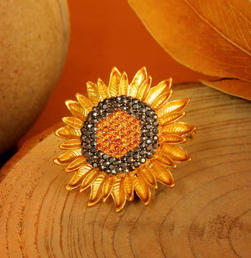 XSB158 - Yellow Sunflower Saree Brooch